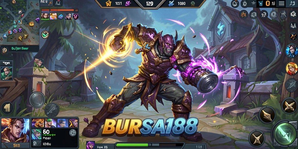 Gameplay seru BURSA188 dengan karakter MOBA yang beragam.