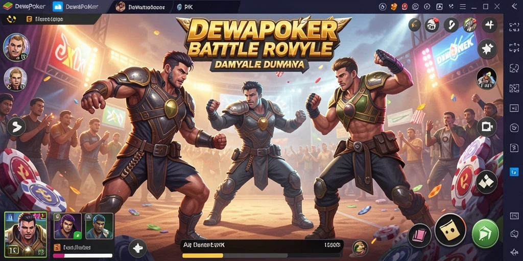 Screenshot DEWAPOKER menampilkan aksi Battle Royale yang seru dan menegangkan.