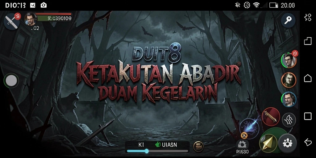 Screenshot gameplay <strong>DUIT8</strong> menampilkan suasana mencekam dan elemen horor yang mengintimidasi.