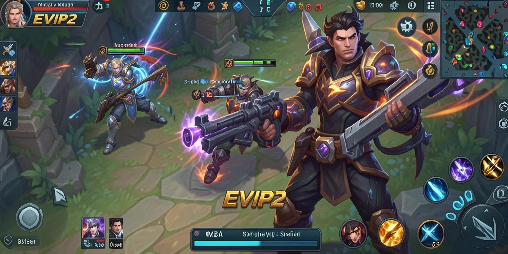 Tampilan gameplay EVIP2 yang menampilkan aksi MOBA yang menarik.