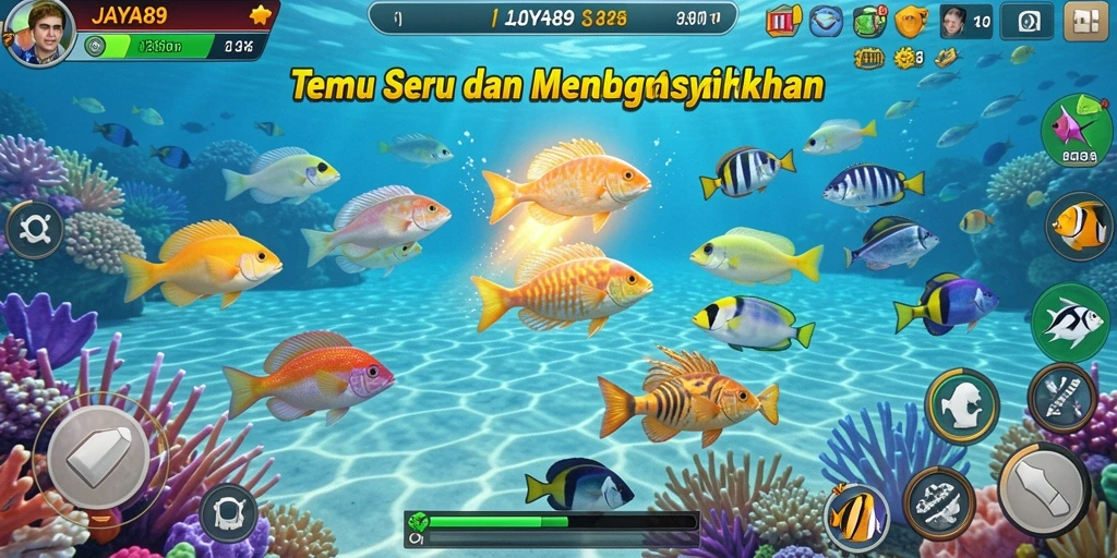 Screenshot gameplay JAYA89 yang menunjukkan aksi menembak ikan.