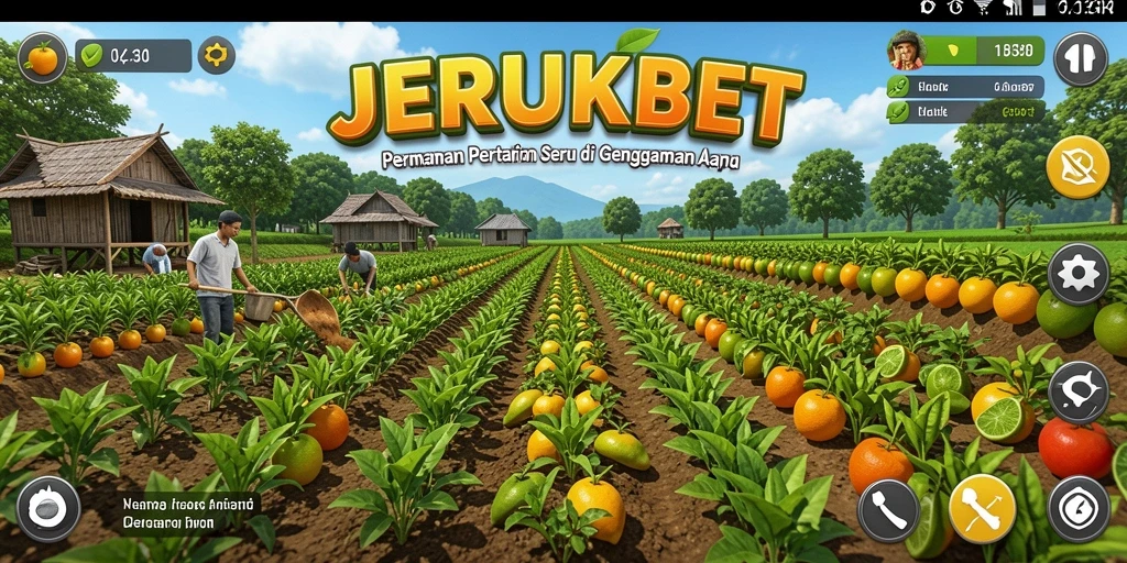 Gameplay JERUKBET dengan visual kebun yang indah.