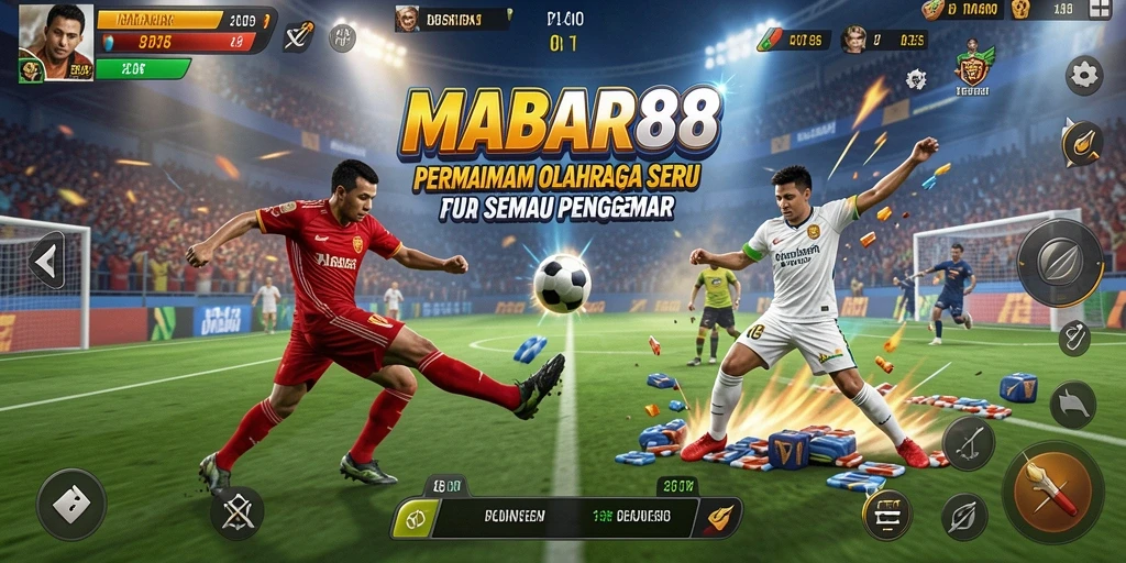 Tampilan gameplay menarik dari MABAR88 yang menampilkan pertandingan olahraga seru.