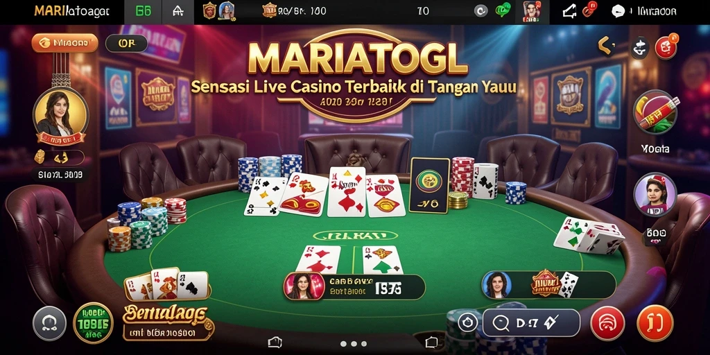 Screenshot gameplay MARIATOGL dengan dealer live dan suasana kasino yang menarik.