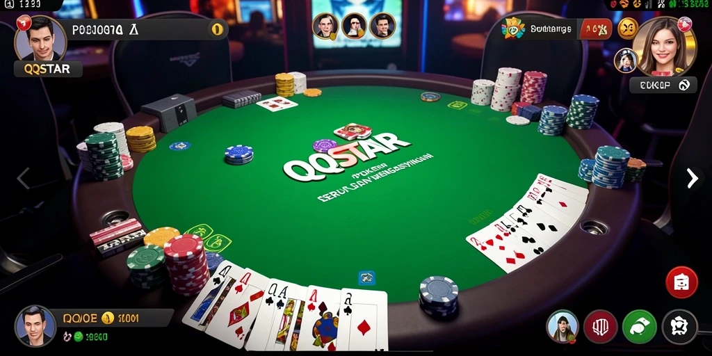 Screenshot gameplay QQSTAR yang menarik dengan momen poker seru.