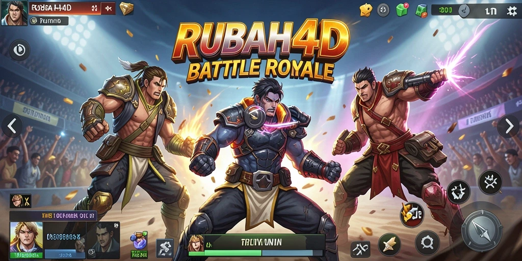 Screenshot menampilkan aksi mendebarkan dalam permainan Battle Royale RUBAH4D.