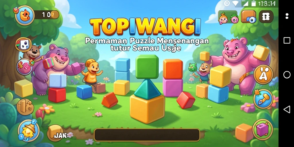 Tampilan gameplay seru dari TOPIWANGI dengan tantangan puzzle menarik.
