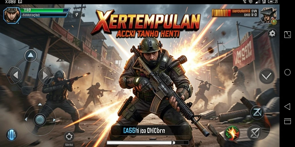 Tangkapan layar utama X88 menampilkan aksi pertempuran yang mendebarkan.
